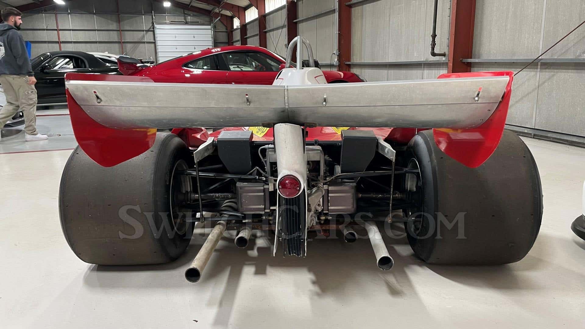 Rückansicht des Rush-Filmprops Ferrari 312 T2 Niki Lauda Formel-1-Wagen